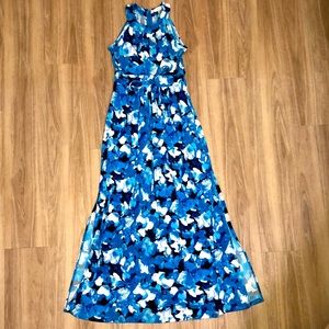 Calvin Klein Floral Halter Maxi Blue Summer Dress